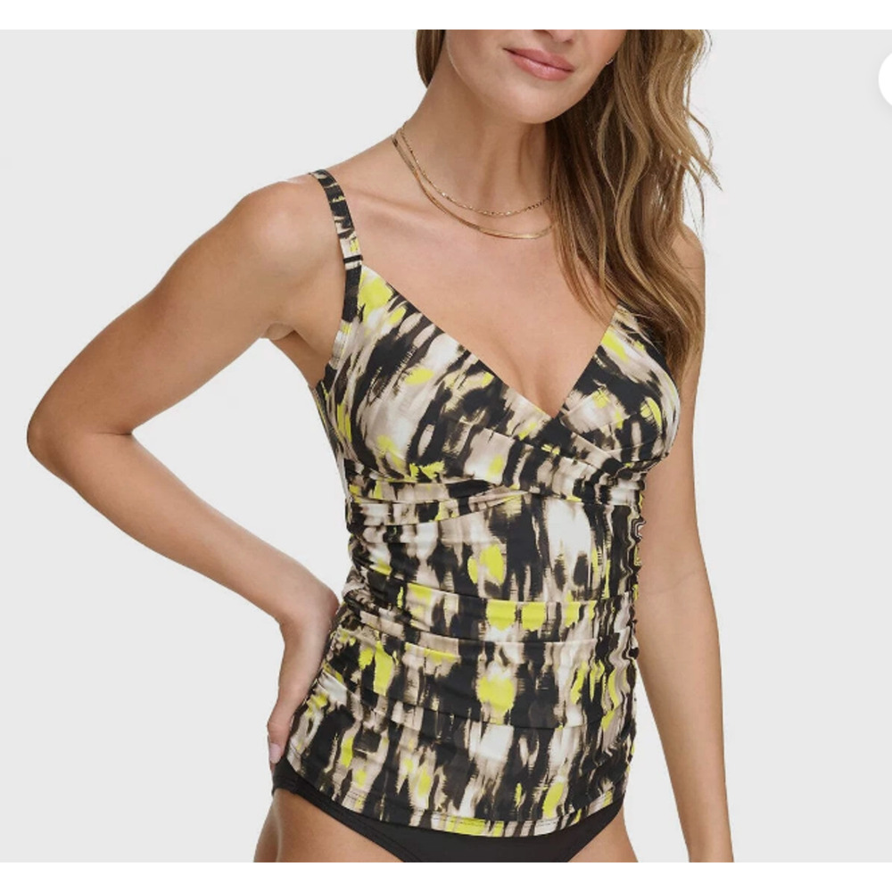 DKNY Twist-Front Tankini Top Size M multi color 15113